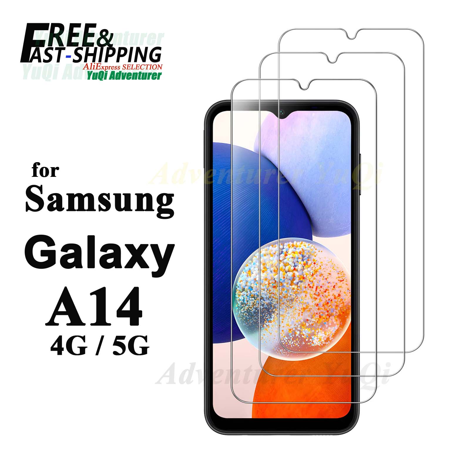 Proteggi schermo per Samsung Galaxy A14 5G 4G Vetro temperato HD Crystal Clear 9H Alto alluminio Anti