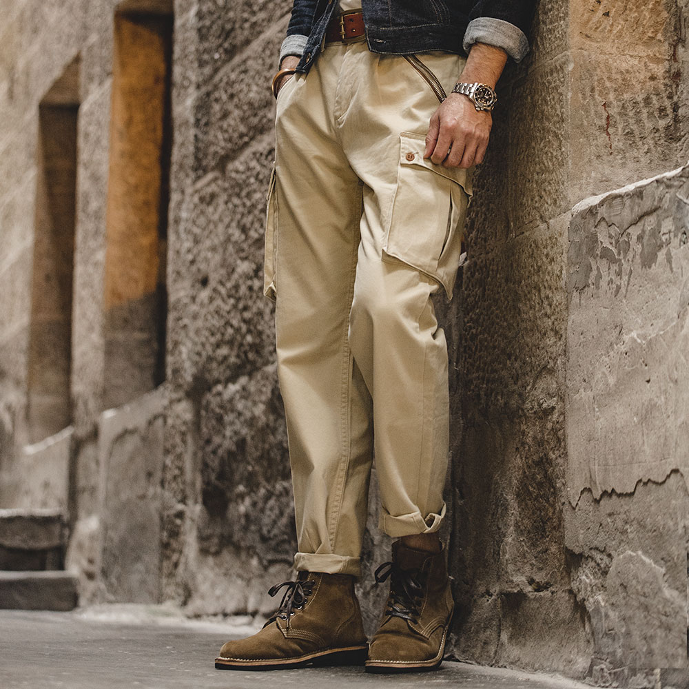 Maden American Vintage Pantalones de montaña caqui lavados cintura media pierna recta pantalones casuales largos de moda para hombres