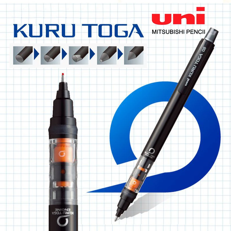 UNI Kuru Toga ołówek automatyczny M5-452 ołówek do rysowania 0.5mm niski środek ciężkości automatyczny obrót przybory szkolne artykuły papiernicze
