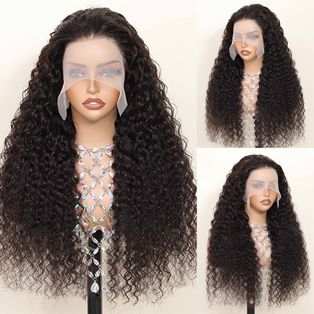 Perucas de Cabelo Humano com Ondas Profundas e Cacheadas, Frontal de Renda Transparente 13x6, Densidade 200%, Pré-arrancada
