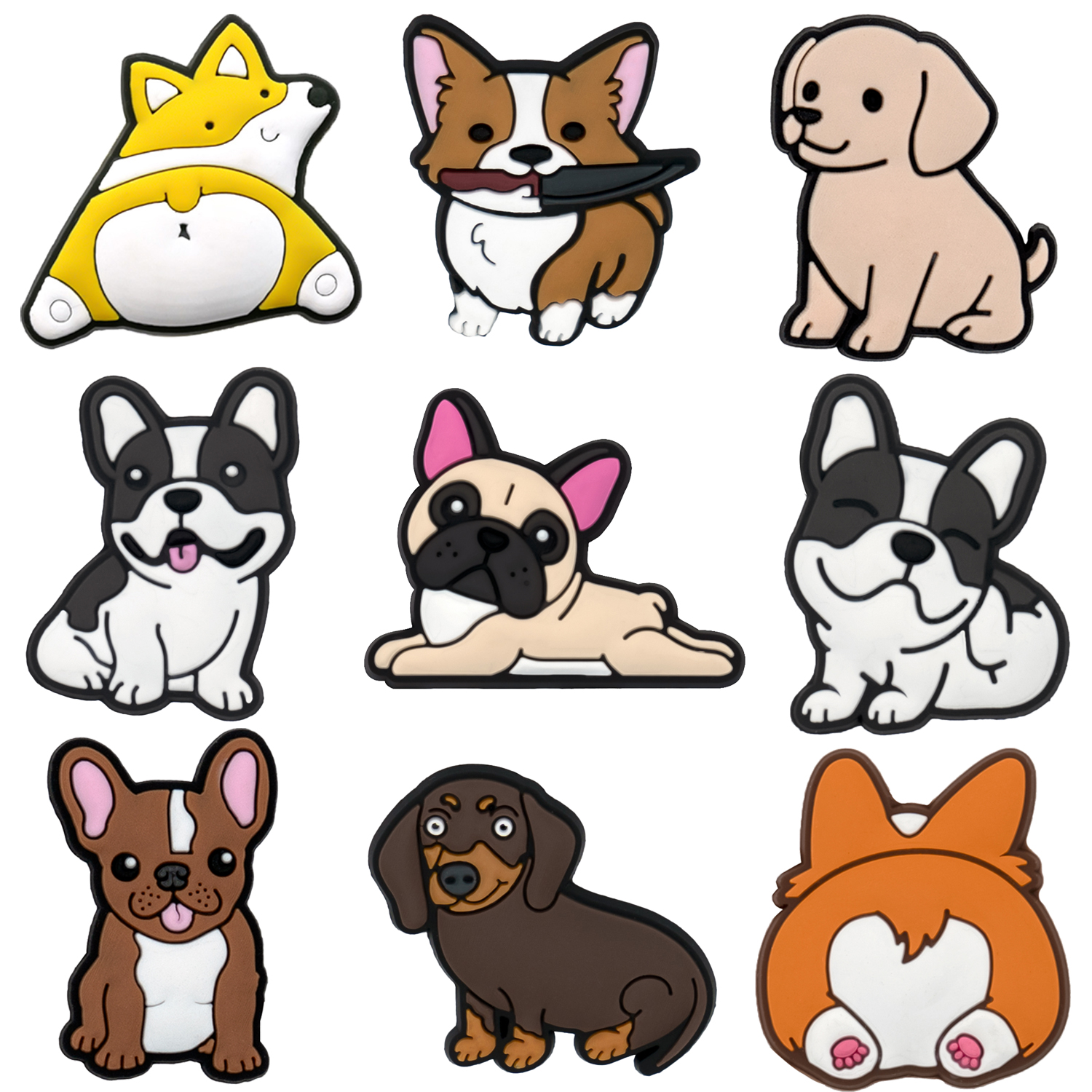 1/9pcs Leuke Hond Schoen Charmes voor Vrouwen Corgi Teckel Franse Bulldog Schoen Decoratie Boston Terrier Pin Klomp Jeans