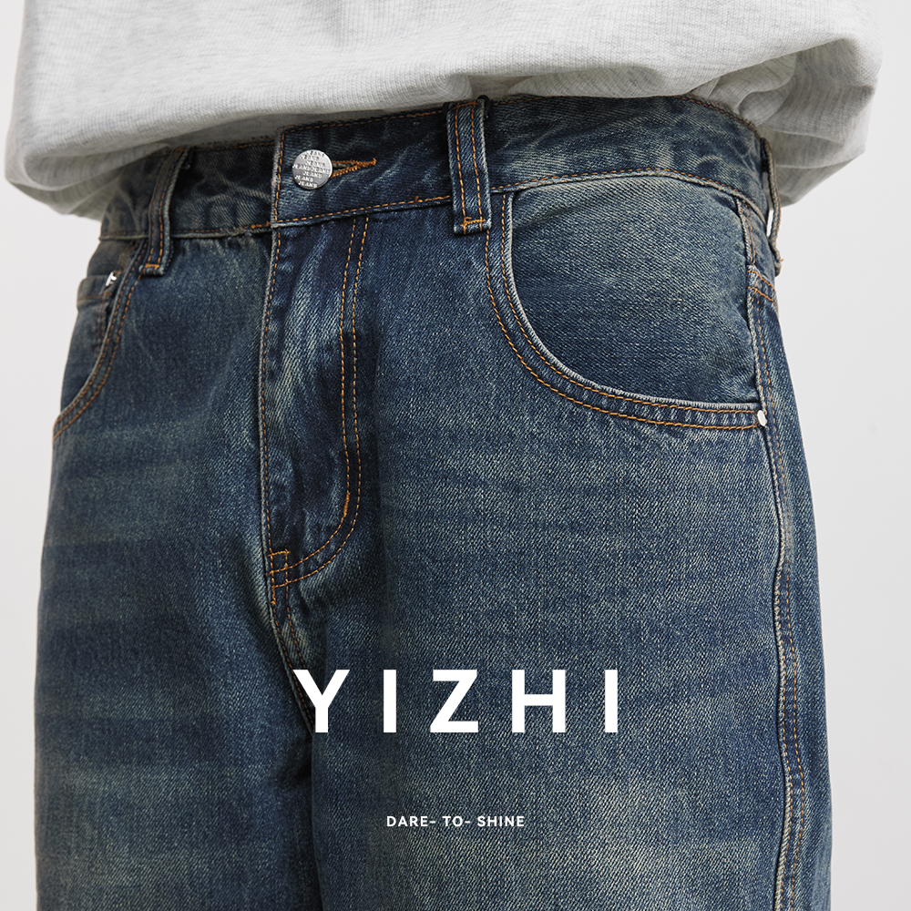 Klassieke gewassen retro rechte jeans voor heren 2026 lente nieuwe stijl eenvoudige casual broek met lange pijpen