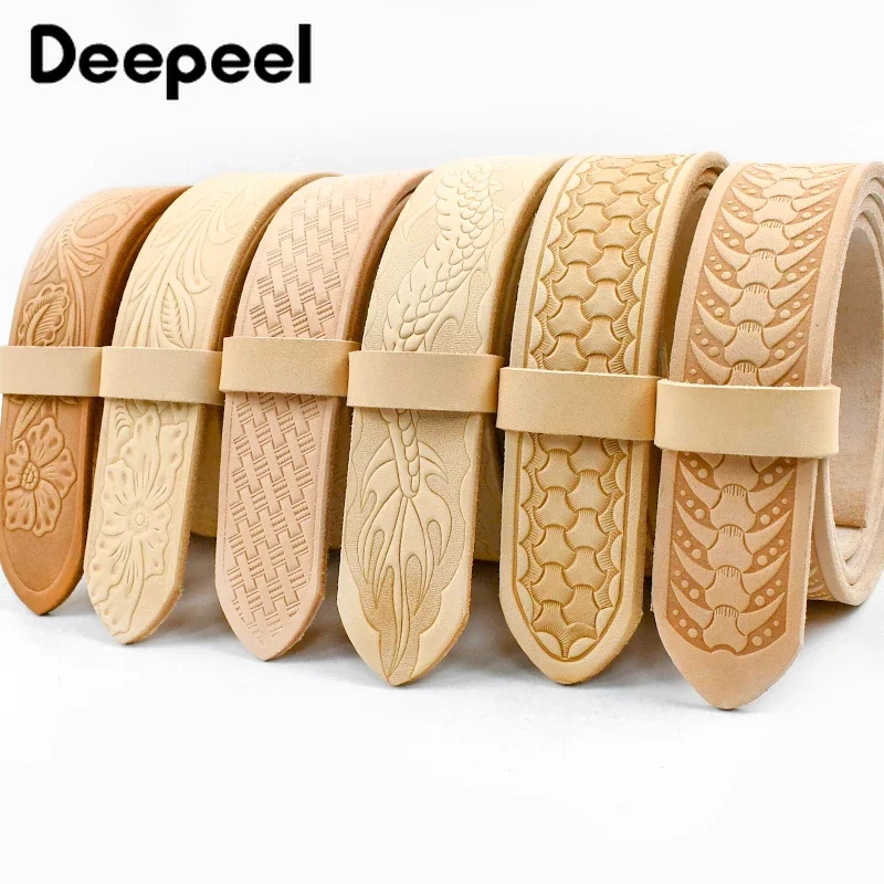 3.8cm * 110/120cm Deepeel Cintos em relevo Primeira camada de couro de vaca Cinto de couro genuíno para homens DIY acessórios artesanais