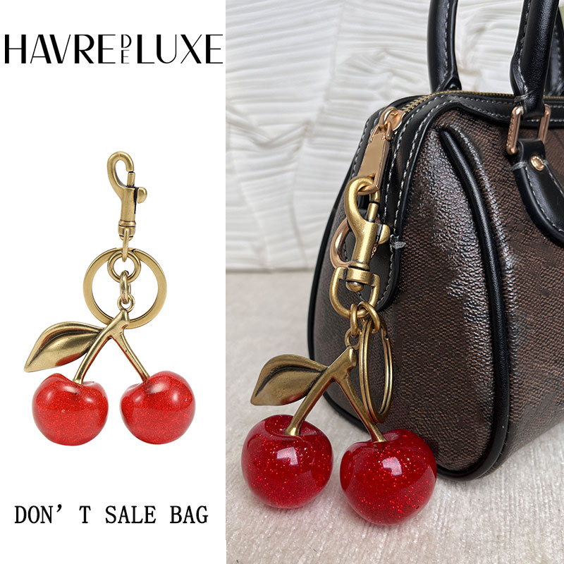HAVREDELUXE Kirsch-Taschen-Charm für Trainer, Taschenanhänger, süßer Kirsch-Charm, Schlüsselanhänger, Damen-Taschenanhänger, hochwertiger Kirsch-Auto-Anhänger