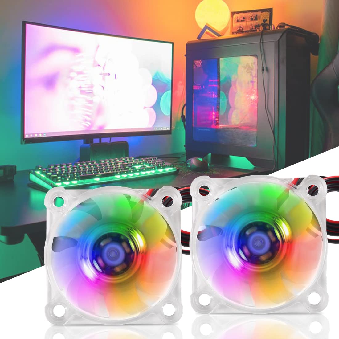 2 uds 40mm RGB ventilador 12V 24V Ender 3 ventilador actualización 24 voltios ventiladores LED colorido 4010 rodamiento hidráulico, funciona con Ender 3 Pro 3X CR-10S
