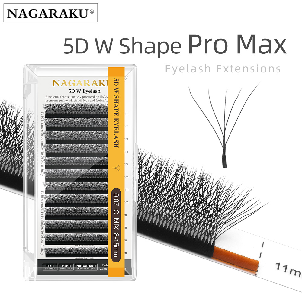 NAGARAKU 5D W Vorm Grote Bundel Wimperverlenging Mega Volume Premade Fans Wimpers Super Zachte Volledige Dichte Wimpers