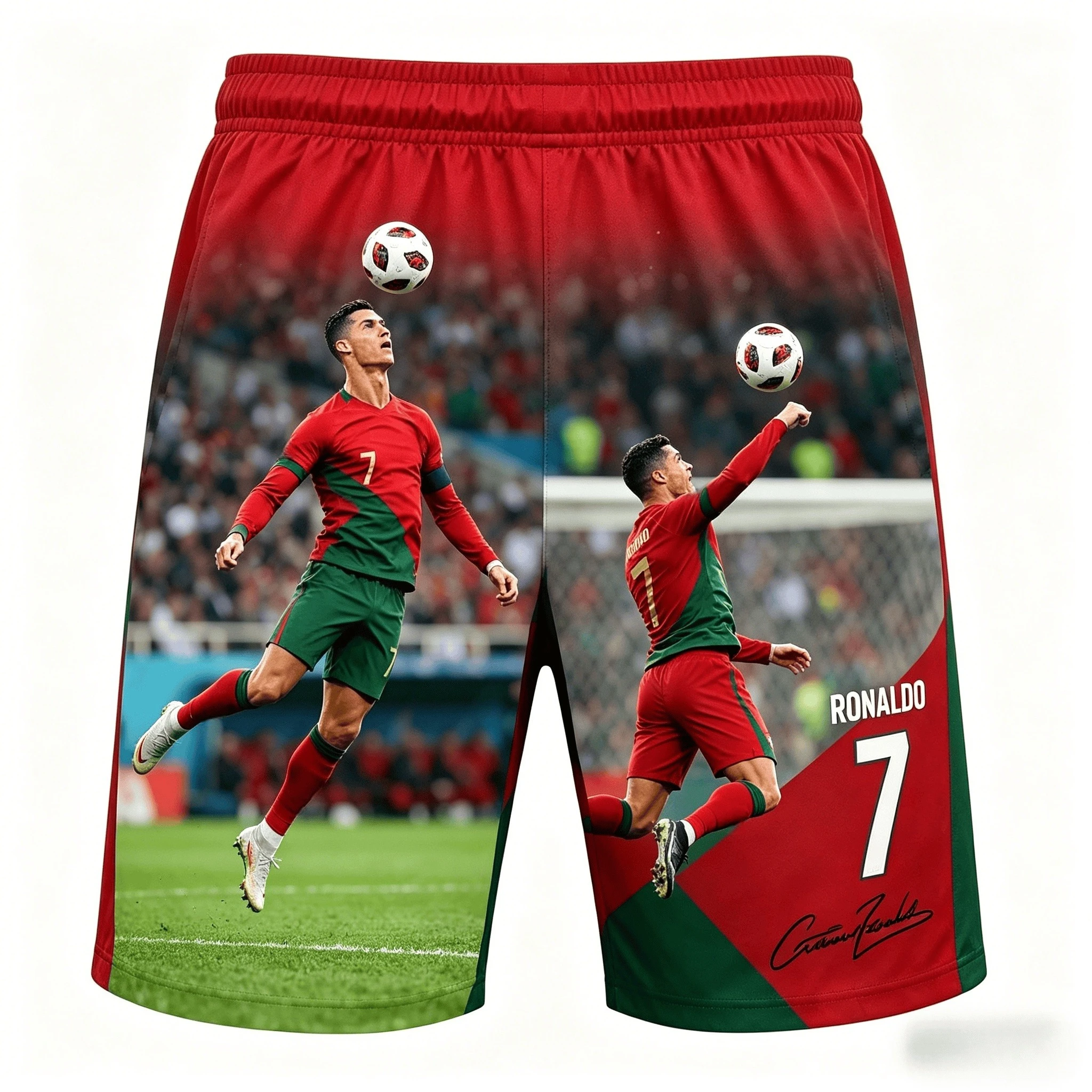 Nieuwste CR7 Fans' Sports and Leisure neutrale shorts met Cristiano Ronaldo portret 3D-geprinte grote losse strandbroek