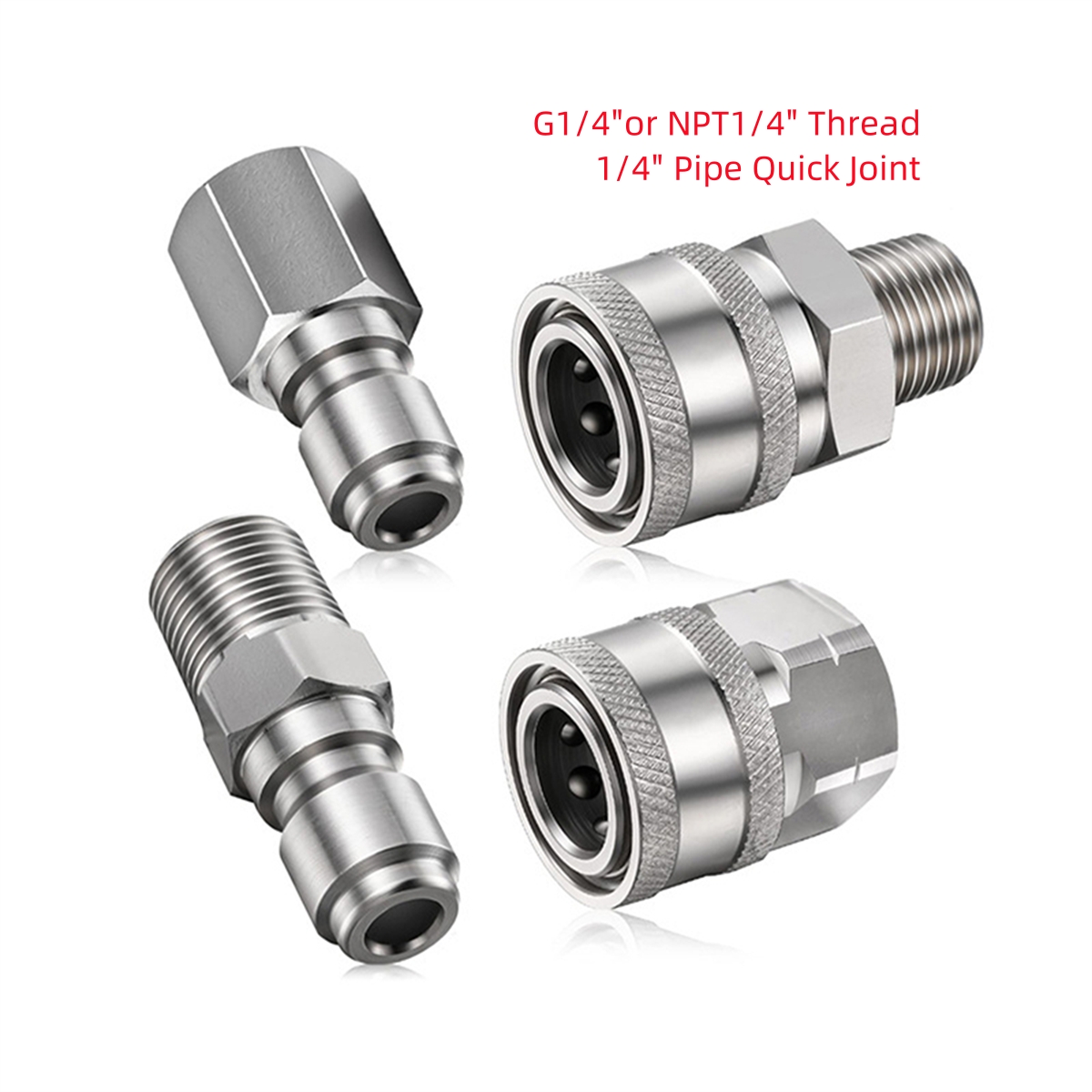 G1/4 "NPT 1/4" rosca macho hembra acoplador de lavadora a presión 1/4 "1" tubo 304 pistola de agua de acero inoxidable conector rápido 1 pieza