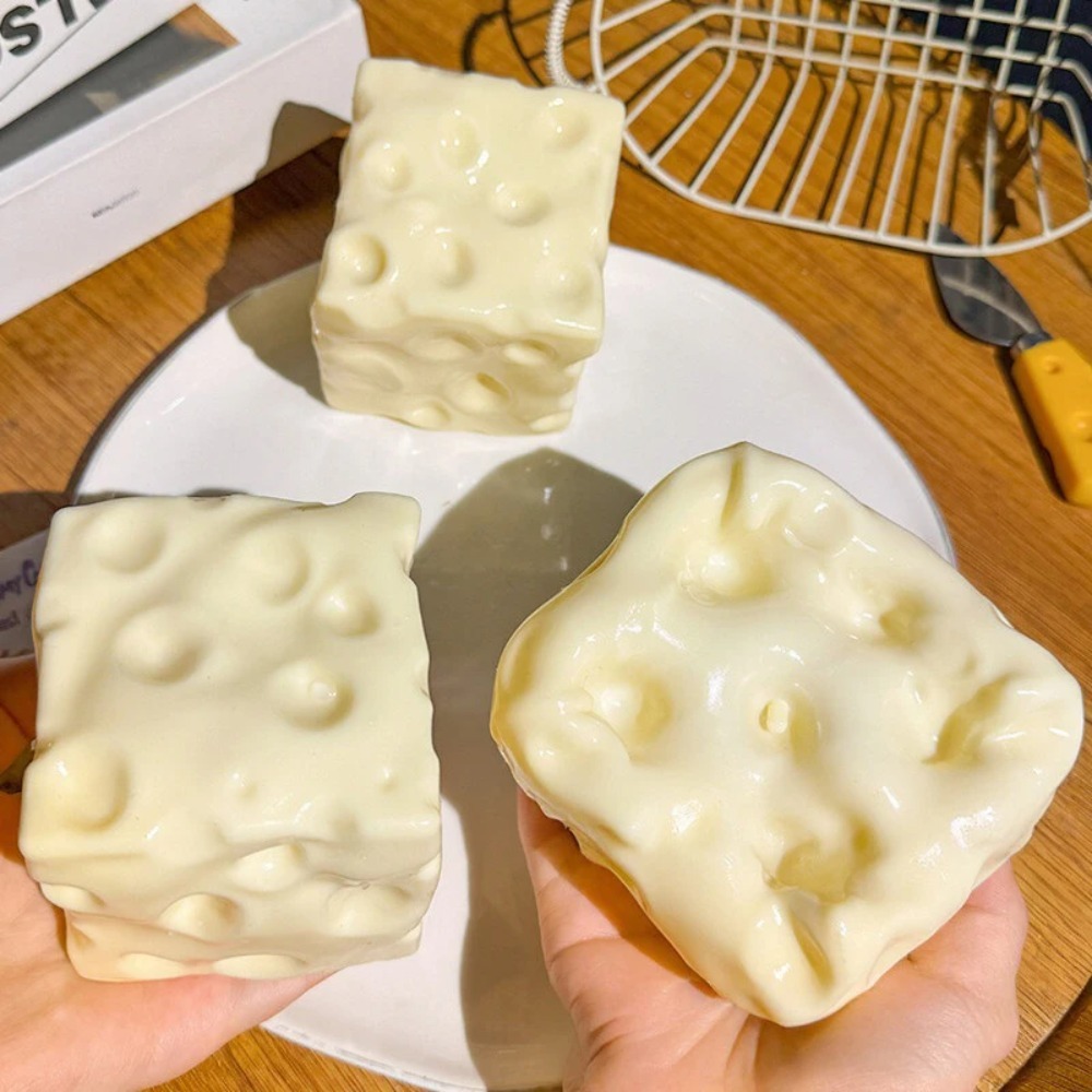 Jumbo Cheese Squishy Vaseline Filling Soft Stretch Fidget Toy ASMR Stress Relief Decompression Desktop Prank Squeeze Toy