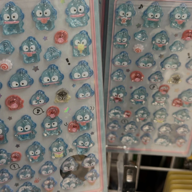 Conjunto de 7 Adesivos 3D Sanrio Hellokitty Kuromi Cinnamoroll Transparentes em Cristal Decorativo para Capas de Telefone DIY Brinquedo Infantil