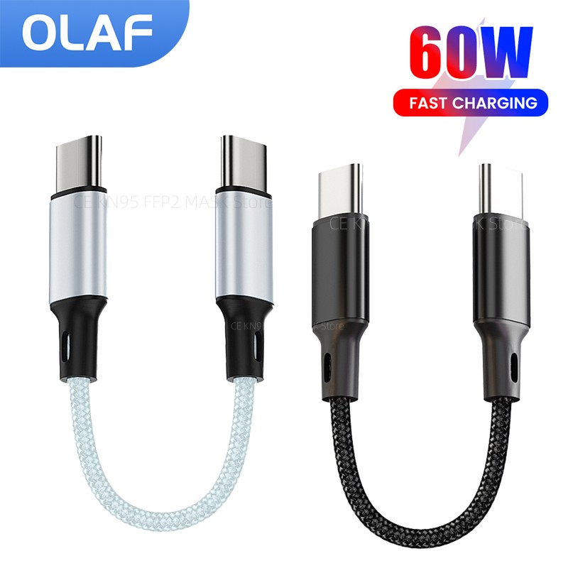 60W 30cm Short USB C To Type C Cable Fast Charging Data Cable For IPhone15 16 Samsung Power Bank 25cm USBA To Type C/Micro Cable