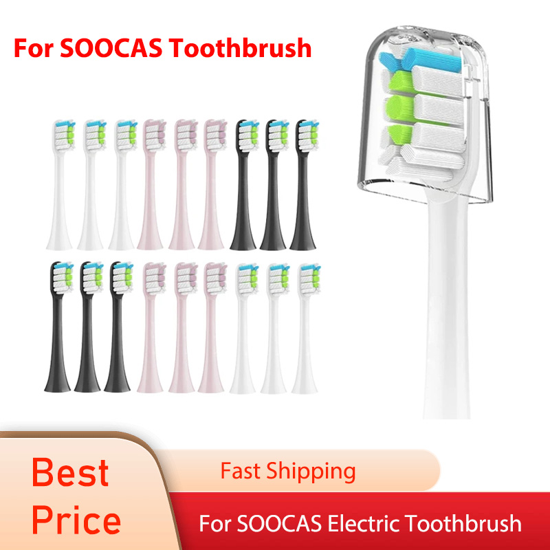 Cabezal de cepillo para Xiaomi SOOCAS X5 X1 V1 V2 SOOCARE, cabezal de repuesto, boquillas eléctricas sónicas con cerdas y tapa antipolvo limpia