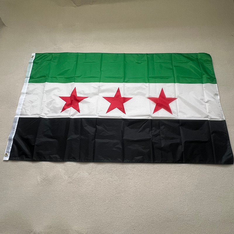 Bandera de Siria, 90x150cm, bandera de la revolución de syria, bandera de la gente libre de Siria colgante, decoración de bandera 100% poliéster de alta calidad