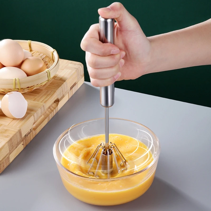 Handdruck Halbautomatischer Schneebesen Edelstahl Küchenzubehör Werkzeuge Selbstdrehende Creme Utensilien Schneebesen Manueller Mixer