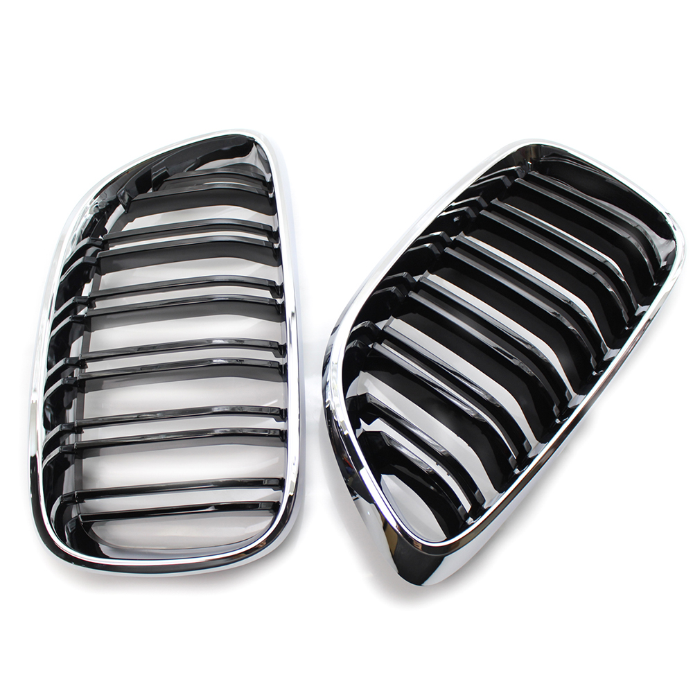 Rejilla delantera de riñón doble para BMW, accesorio de color negro con marco cromado y acabado brillante, doble listón, modelos F30, F35, E90, E91, E36, F10, F18, F06, F12, F22, F23, F15 y F16