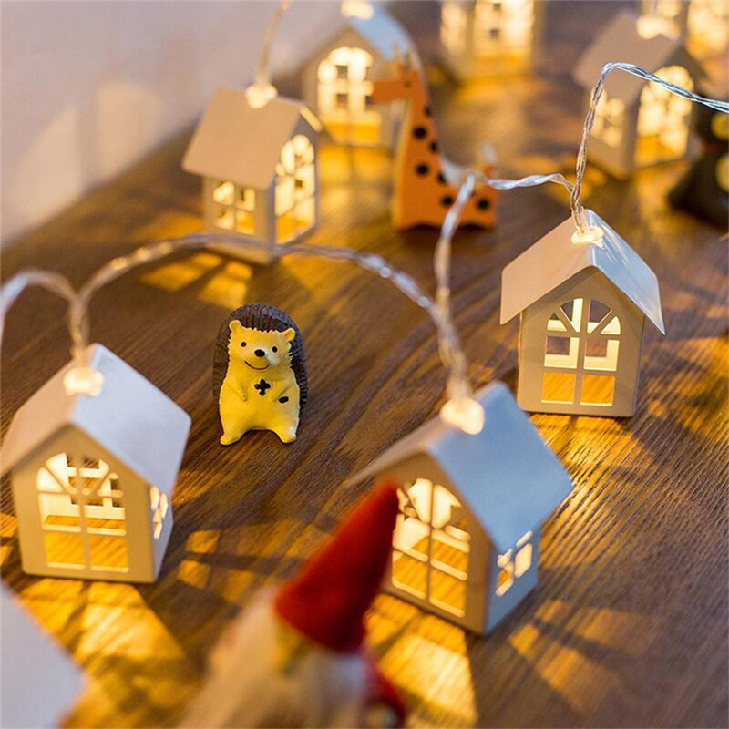 10led casa de madeira luz de fadas corda festa de casamento ano novo pendurado guirlanda decorações de natal casa navidad kerst noel lâmpadas
