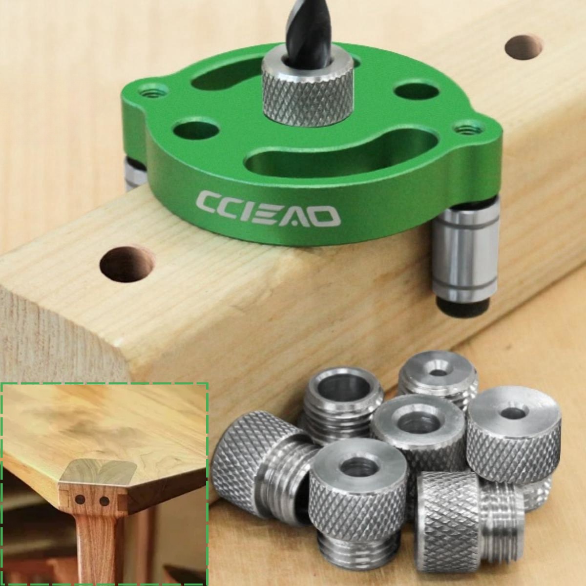 Guía de broca de pasador, plantilla de taladro de 3-10mm, plantilla de espiga autocentrante, agujeros rectos, localizador de perforadora de Panel de madera, herramienta de carpintería