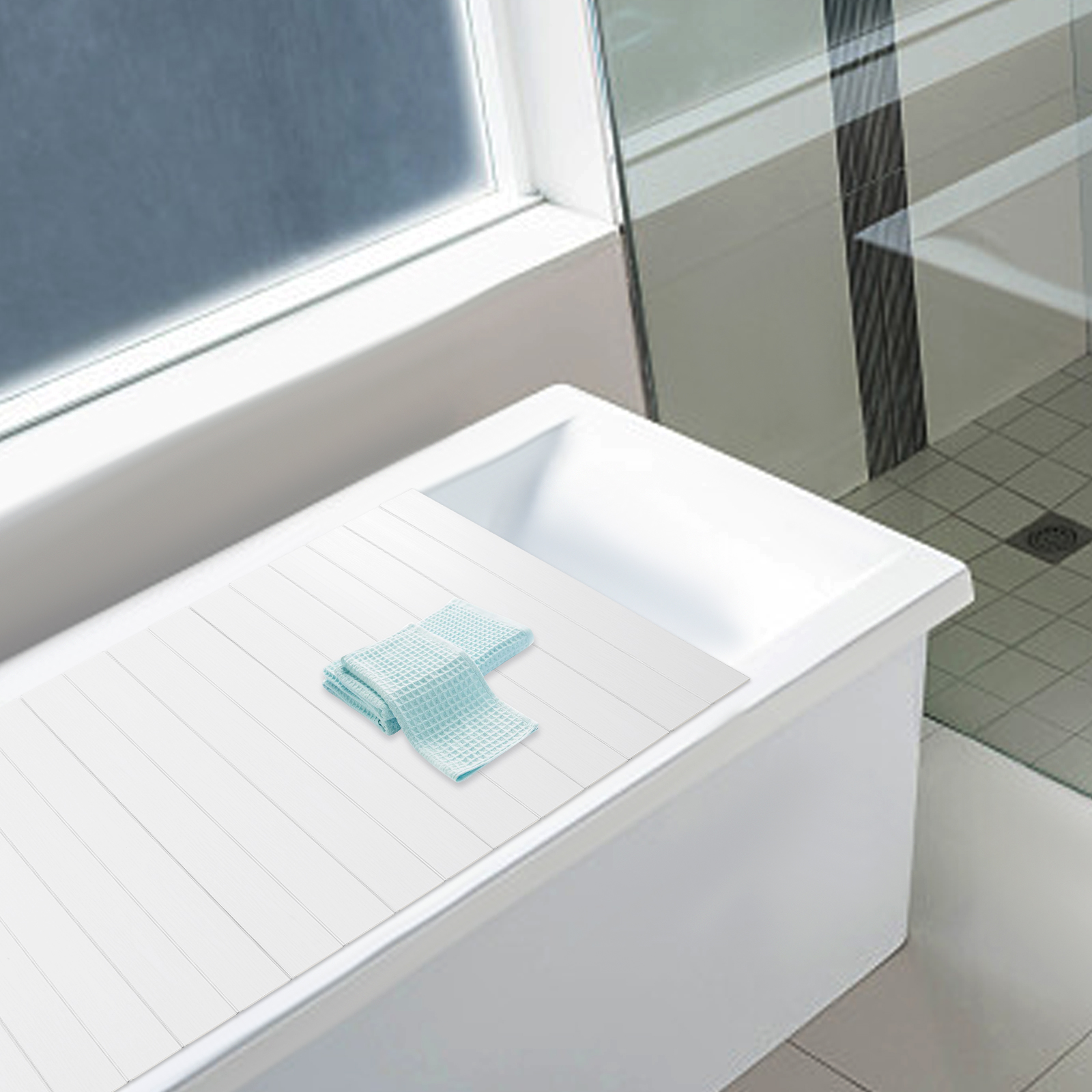 Badkuiphoes Opvouwbaar bord Waterdicht Stofdicht Badkuipbak Isolatie PVC Duurzaam paneel voor thuis Badkamer Spa 75 x 170 cm