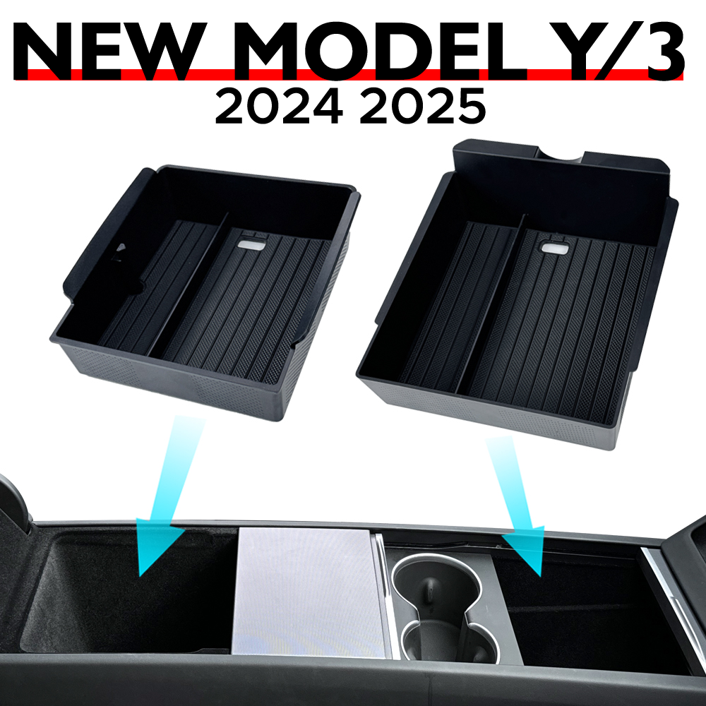 for Tesla New Model Y Juniper Launch 2026 2025 Model 3 Highland 2024 Console Armrest Storage box Organizer Flocking ABS