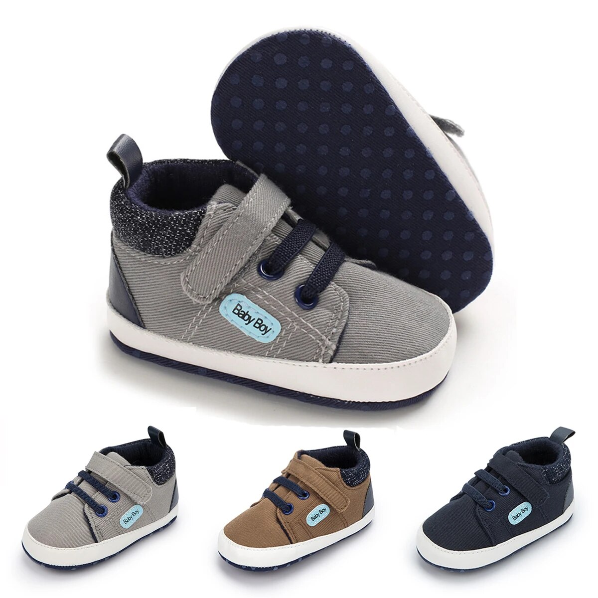 Meckior bebê casual tênis de lona alta gang esportes do bebê meninos meninas sapatos anti-deslizamento sola macia primeiros caminhantes berço sapatos casuais