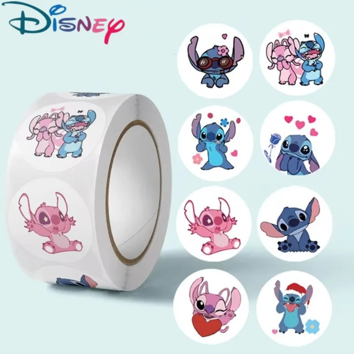 Disney-Autocollants Stitch Anime pour enfants, étiquette de sceau, dessin animé décoratif, fête, bonbons, rouleaux, jouets Kawaii, bricolage, 500 pièces