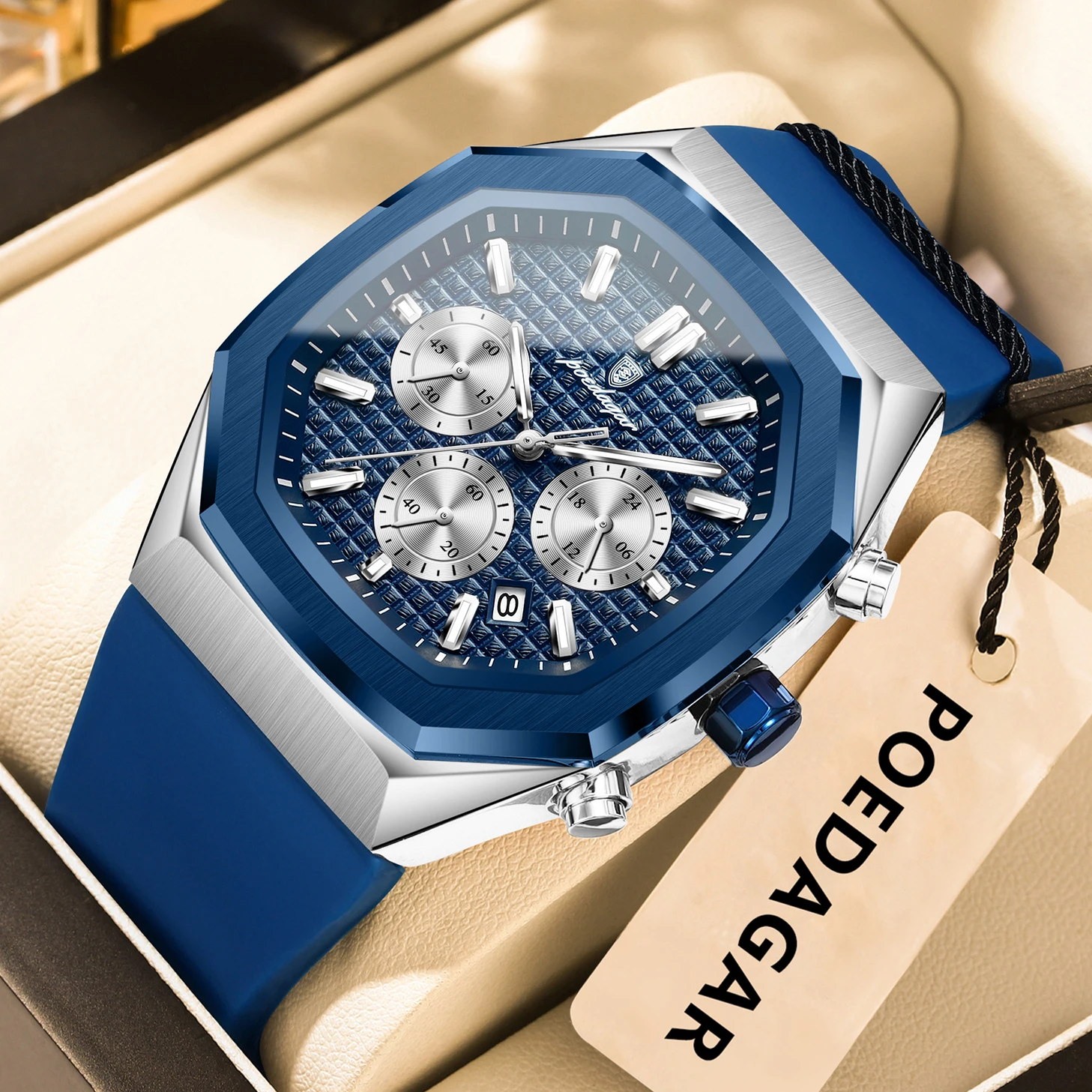 POEDAGAR montre pour hommes d'affaires chronographe Date bracelet en Silicone Quartz homme montre étanche lumineux mode montres pour hommes Reloj