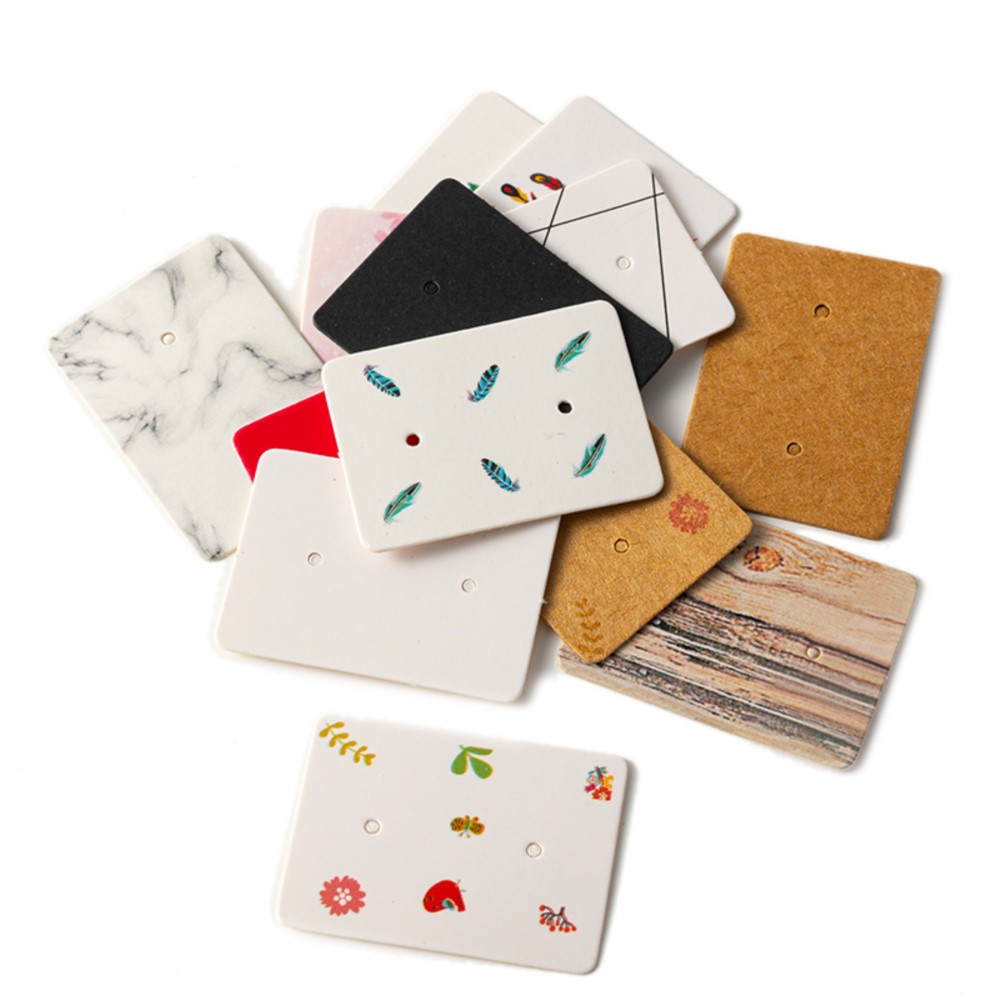 100Pcs 2.5x3.5cm Kraft Paper Ear Studs Hang Tag Jewelry Display Card Holder Earrings Cardboard Small Business Packaging Supplies