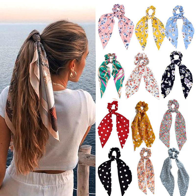Mode Luipaardprint Strik Satijn Lang Lint Paardenstaart Sjaal Haarband Scrunchies Vrouwen Meisjes Elastische Haarbanden Haaraccessoires