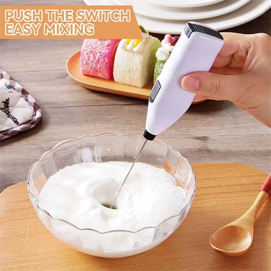 1 mini licuadora eléctrica de cocina, espumador de leche, se puede usar para mezclar café, batidos de natillas, licuadora, licuadora de café