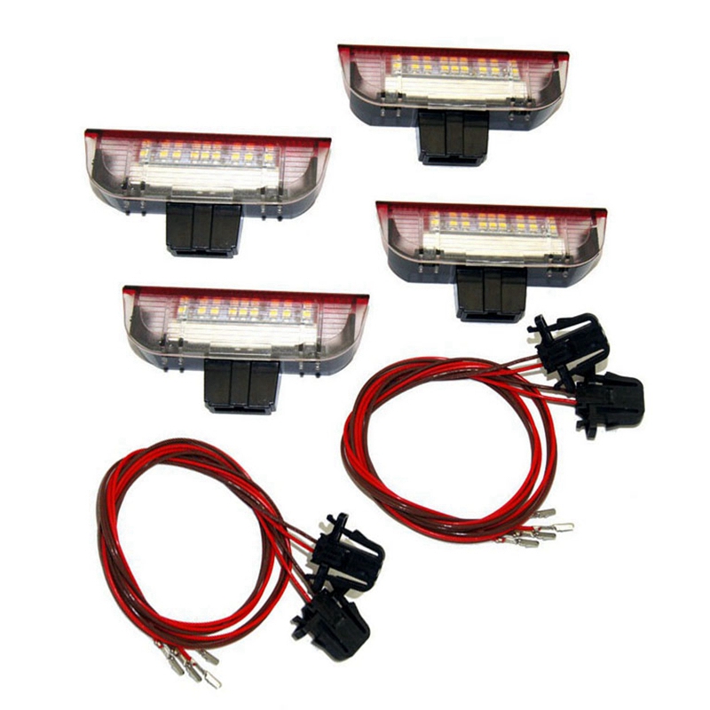 4ชิ้นไฟ LED ประตูรถเตือนโปรเจคเตอร์ต้อนรับสำหรับกอล์ฟ6 7 Jetta MK5 MK6 Passat B6 B7 CC Tiguan Scirocco
