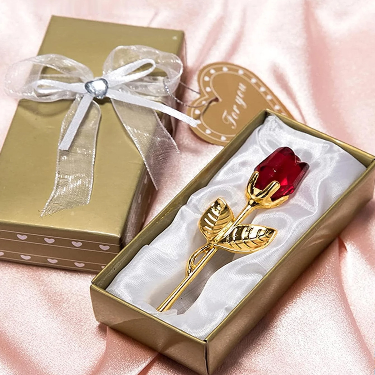 Mini flor de cristal Artificial, adorno para habitación, decoración de escritorio para oficina, fiesta de boda, regalo del Día de San Valentín, 1 ud.