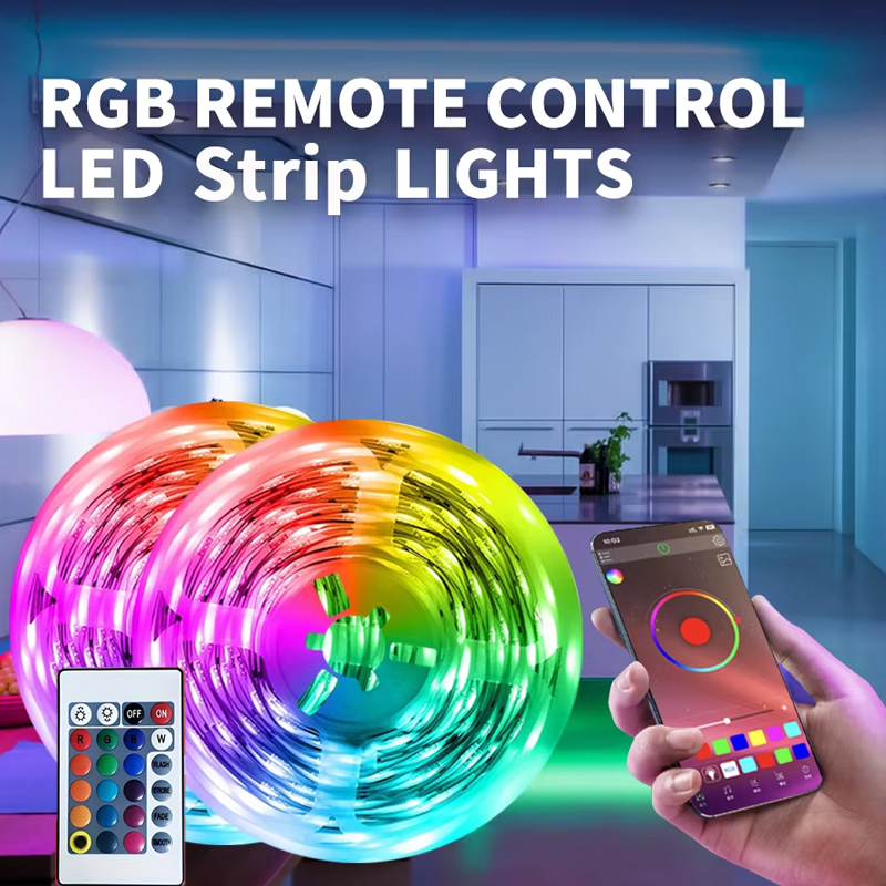 Bande lumineuse LED USB 5V, avec application et télécommande 24 touches, décor lumineux coloré pour salon, chambre à coucher et arrière-plan de télévision