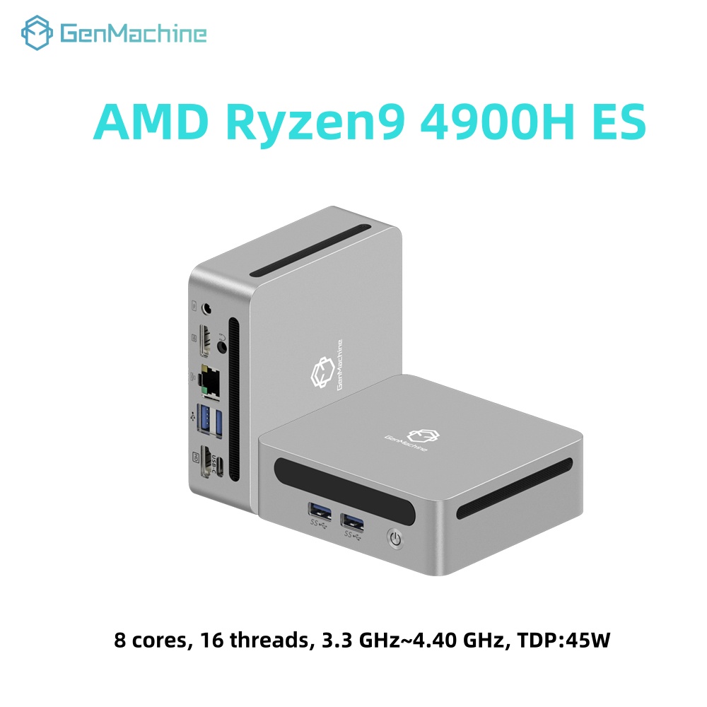 GenMachine AMD Ryzen 9 4900H ES Windows 11 8 Core 16 Filettatura 4,4GHz 54W MINI PC DDR4 WIFI6 RTL8852, BT5.2 Computer da gioco desktop