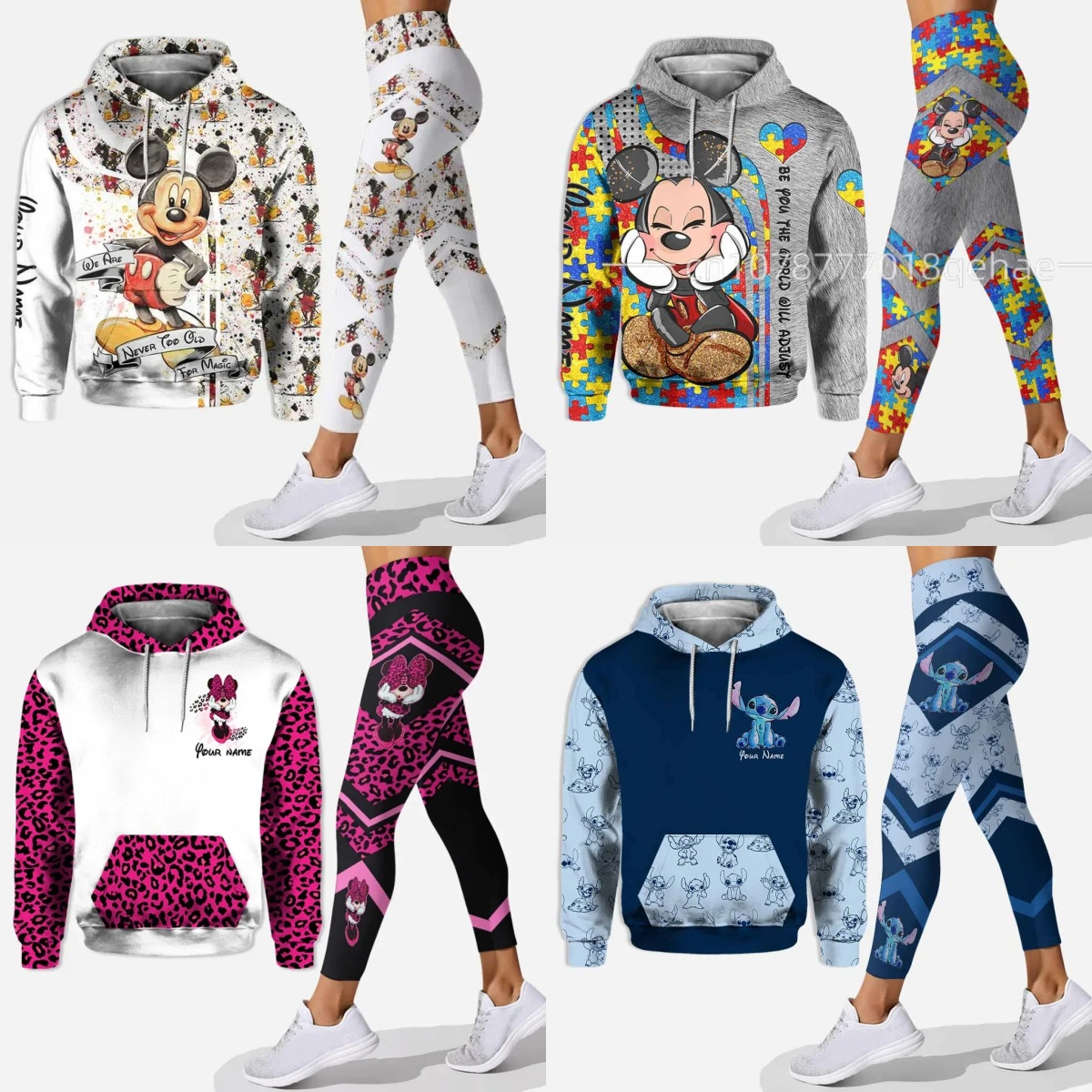 Nuevo conjunto deportivo 3D para mujer, suéter con capucha, pantalones de Yoga, conjunto deportivo de princesa Disney para Yoga, moleton femenino con capucha esencial