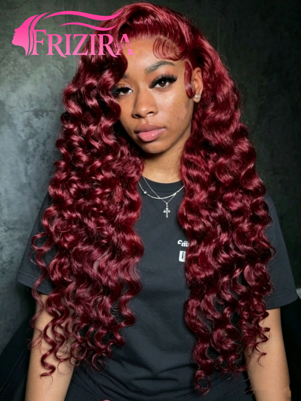 Peluca de cabello humano con encaje frontal HD 13x6 de 30 pulgadas, color 99j Borgoña, densidad 250, pre-arrancada, cabello humano brasileño rizado de onda profunda teñido.