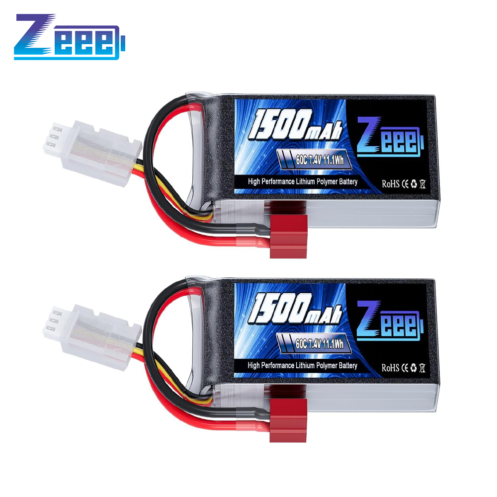 2 Stuks Zeee 2S 1500Mah Lipo Batterij 7.4V 60c Met Deans Plug Voor Fpv Drone Boot Rc Autorace Hobby Gespecialiseerde Lipo Model Onderdelen