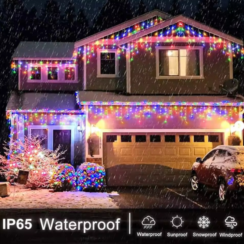 Solarne Kurtyny Świetlne Sopelki Dekoracyjne na Zewnątrz, Lampki na Okap, 8 Trybów Oświetlenia, Lampki Świąteczne na Wesele, Imprezę, do Ogrodu, Lampki Fairy Lights