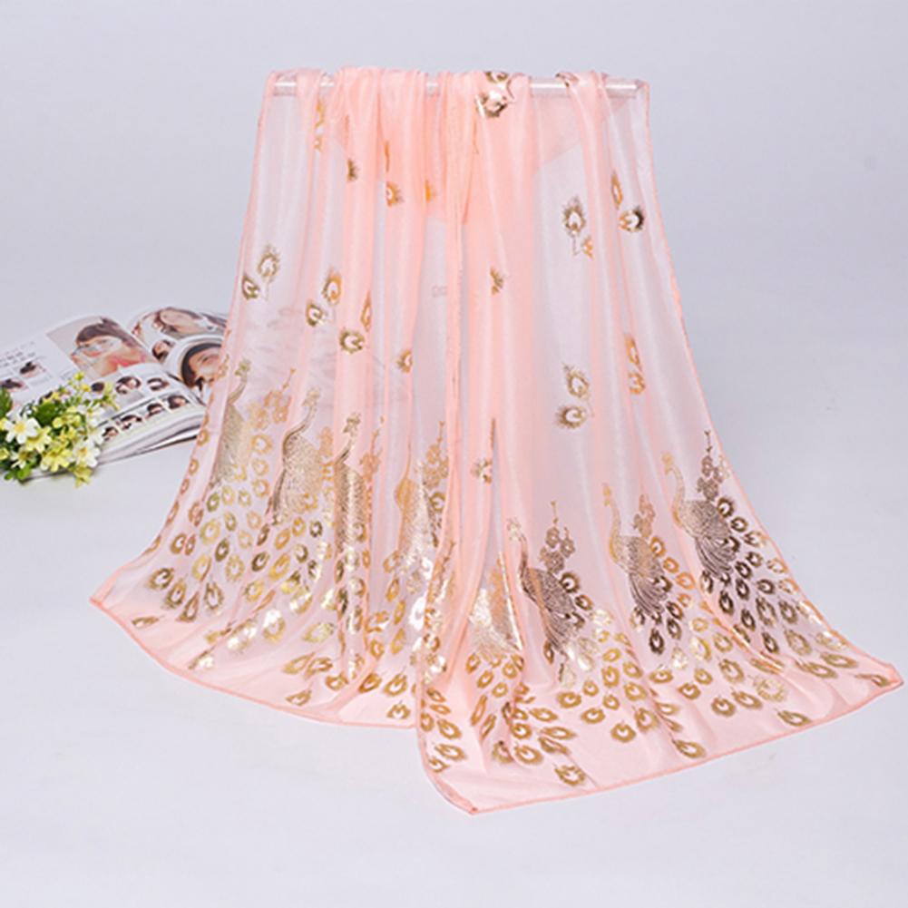 Pauw Print Zomer Vrouwen Chiffon Sjaal Hoogwaardig Licht Mode Sunblock Sjaal Lange Dame Sjaal Strandlaken Zijden Sjaals