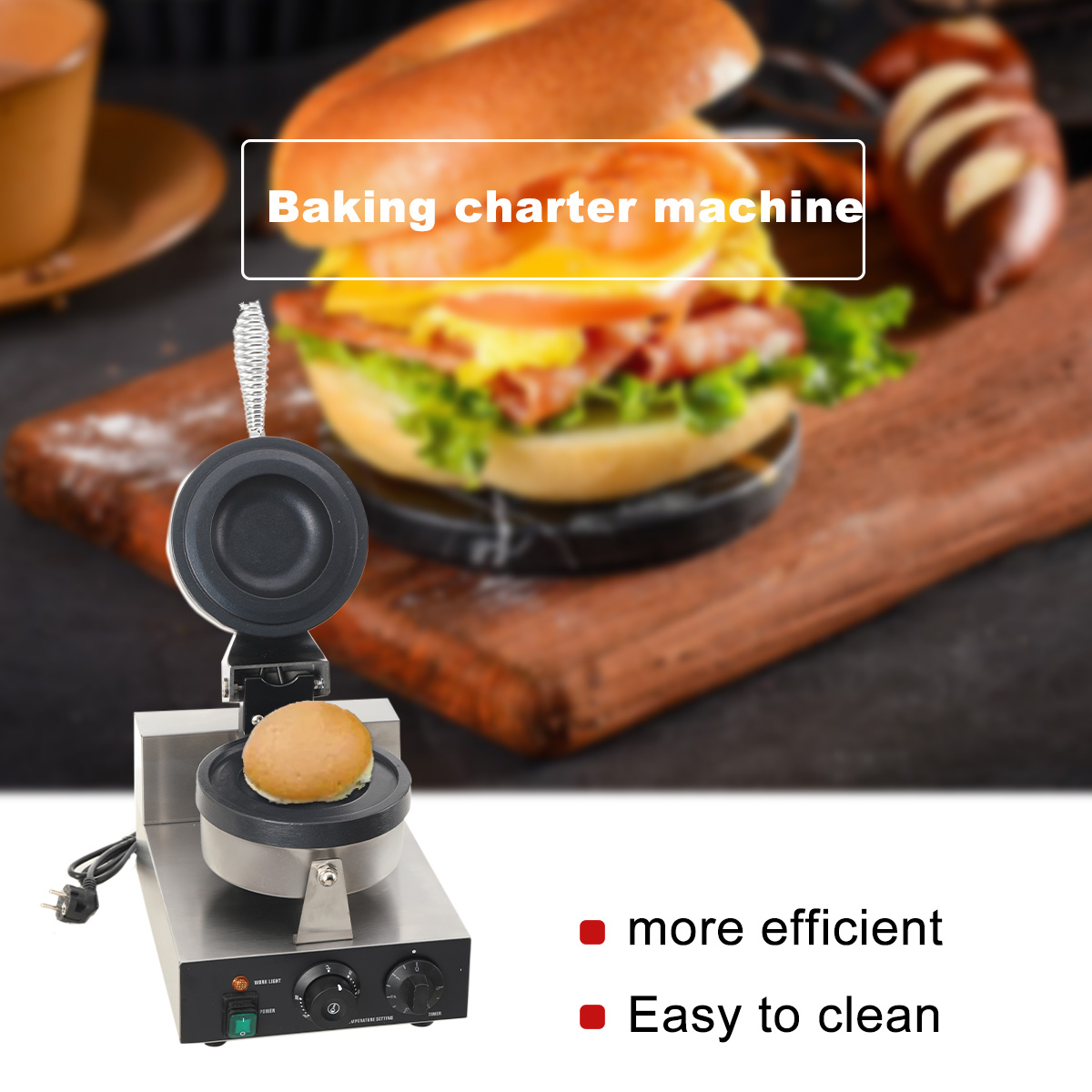 Máquina elétrica de waffle e sorvete, máquina de hambúrguer ufo, 1200w, hamburgo, gelato, panini, prensa de sanduíche