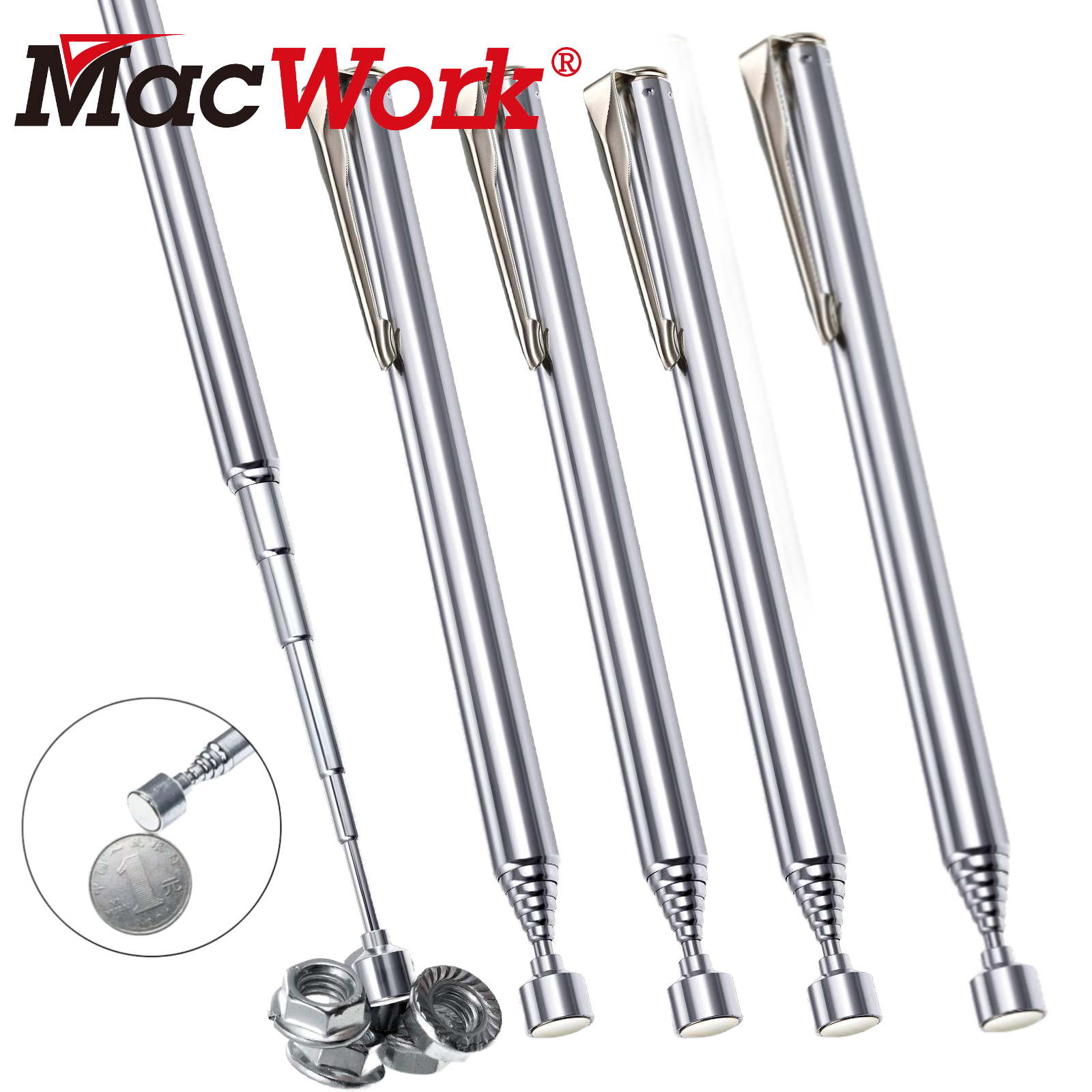 Without Light Telescoping Magnetic Pick up Tool Grabbers Reacher Tools 25 Inch Telescopic Retrieving Magnet Tools