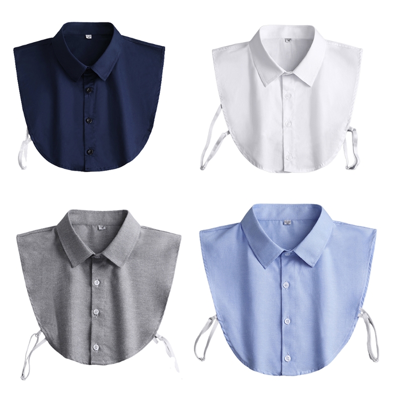 Mens Office Dickey Destacável Cor Sólida Botão Falso Collar Lapel Meia Camisa DXAA