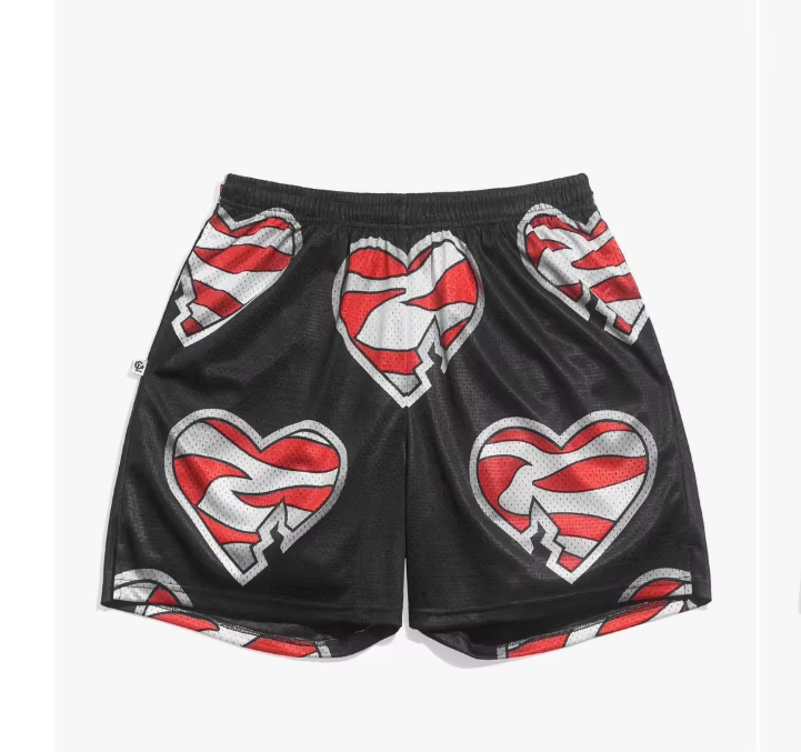 2026 Men Shawn Michaels HBK Heart Retro Basketball Mesh Shorts Y2K Oversized Quick Drying Shorts Suitable