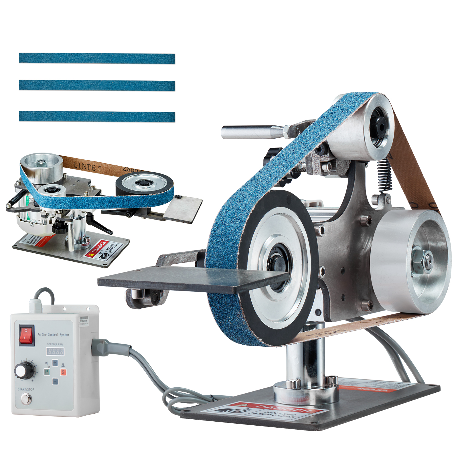 SucceBuy Bandslijpmachine Schuurmachine 30x1-inch Variabele snelheid Bandpolijstmachine W/VFD 550W Slijpen Polijsten voor Metaalbewerking Mes Maken