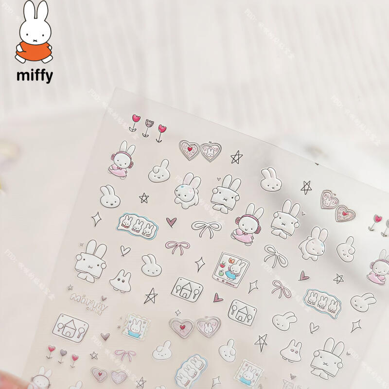 Милые 3D наклейки для ногтей Miffy Kawaii, стеклянная камера, наклейки для ногтей, украшения, аниме, наклейки с принтом, праздничные подарки-сюрпризы