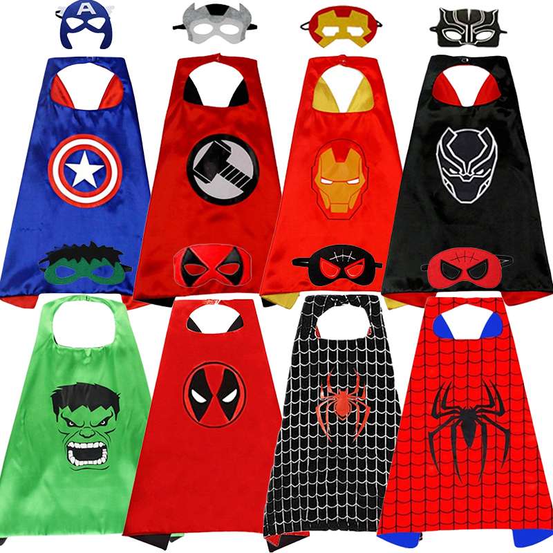 Peleryny superbohaterów Spiderman Kapitan Ameryka Iron Man Deadpool Thor Płaszcz Maska Strój Urodziny Impreza Peleryny z kreskówek Rekwizyty Prezenty