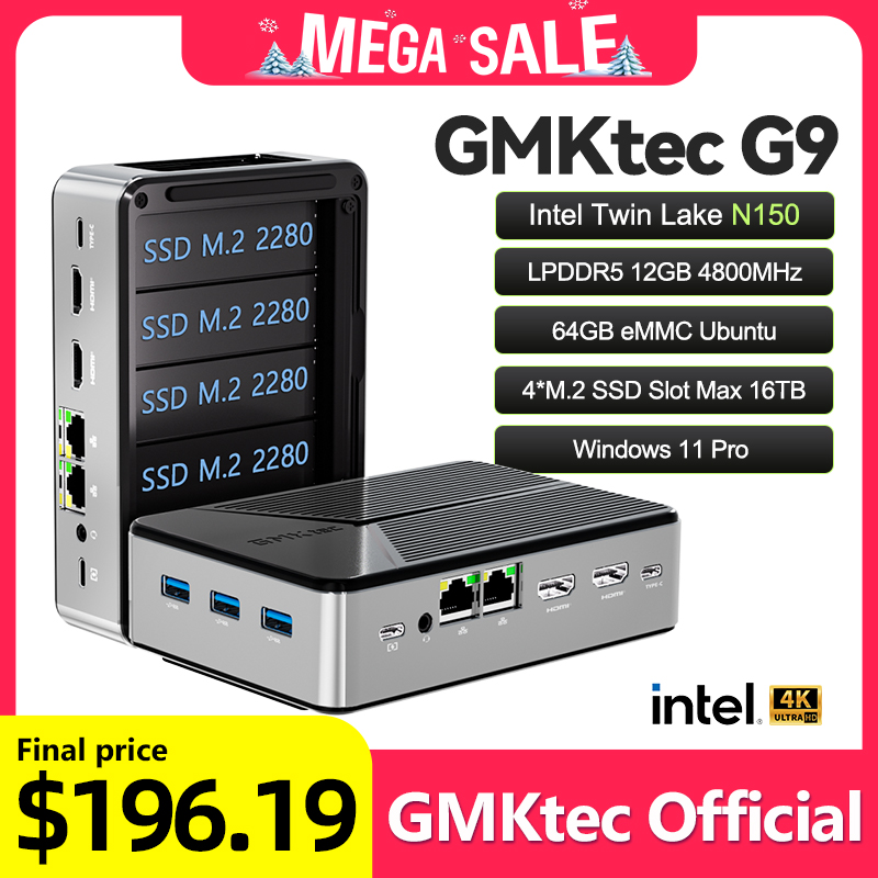 GMKtec Nucbox G9 MINI NAS nuevo molde Intel N150 MINI PC Windows 11 Pro LPDDR5 M.2 2280 SSD WIFI6 BT5.2 pantalla Triple Dual