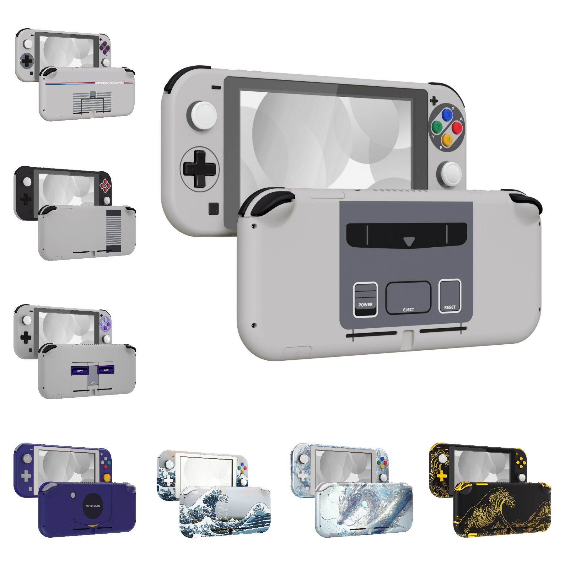 eXtremeRate Vervanging Shell Handheld Controller Behuizing Beschermer met Scherm voor Nintendo Switch Lite - Klassiek en Patroon