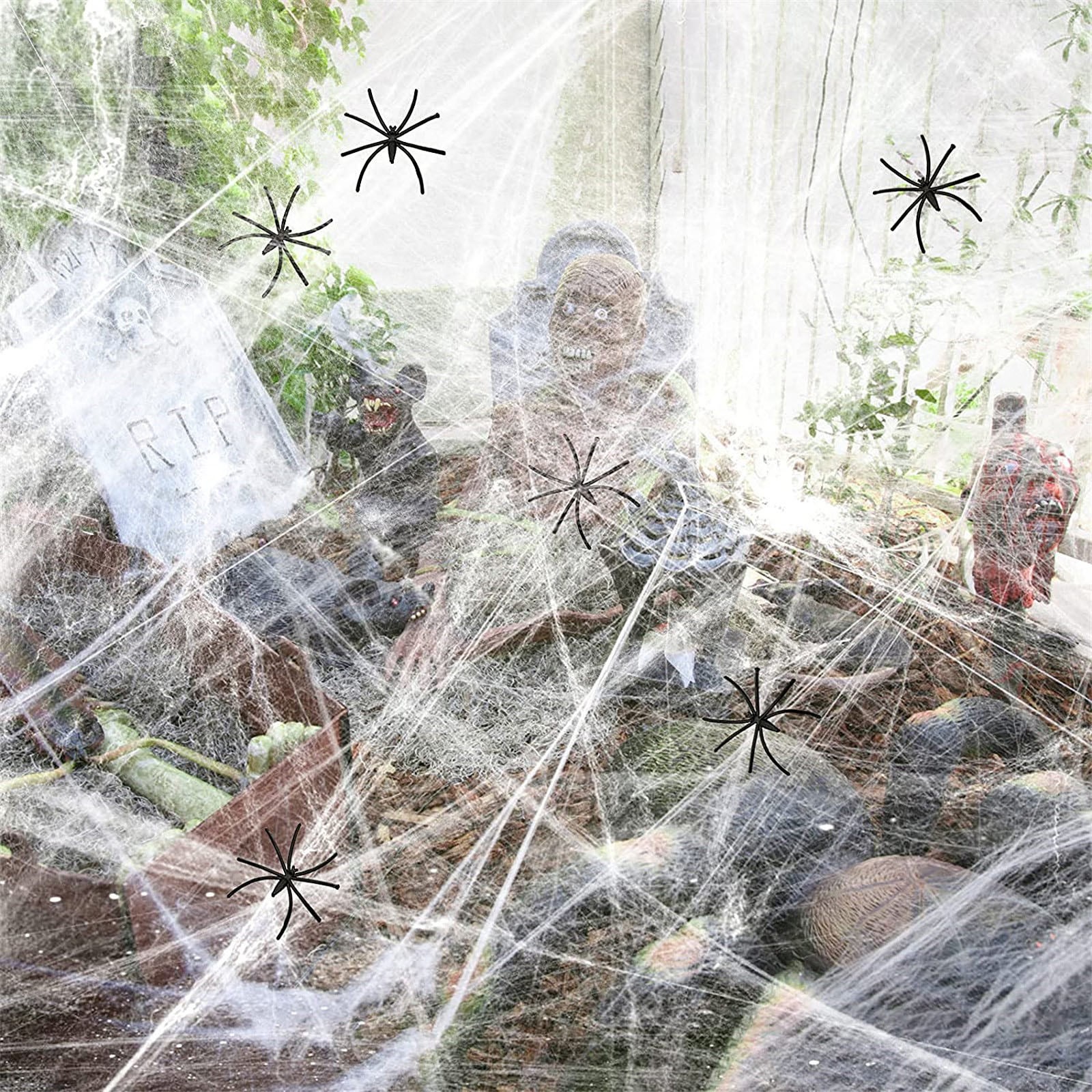 Halloween Decoration Party Accessories Decorations for Events Scream Festa Spider Web Black Outdoor Props Haunted House Spider