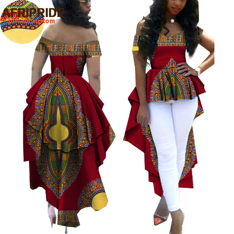 Africano roupas para mulher afripride ancara com decote em v fora do ombro casaco com dashiki tornozelo duplo comprimento de volta mais tamanho a722412