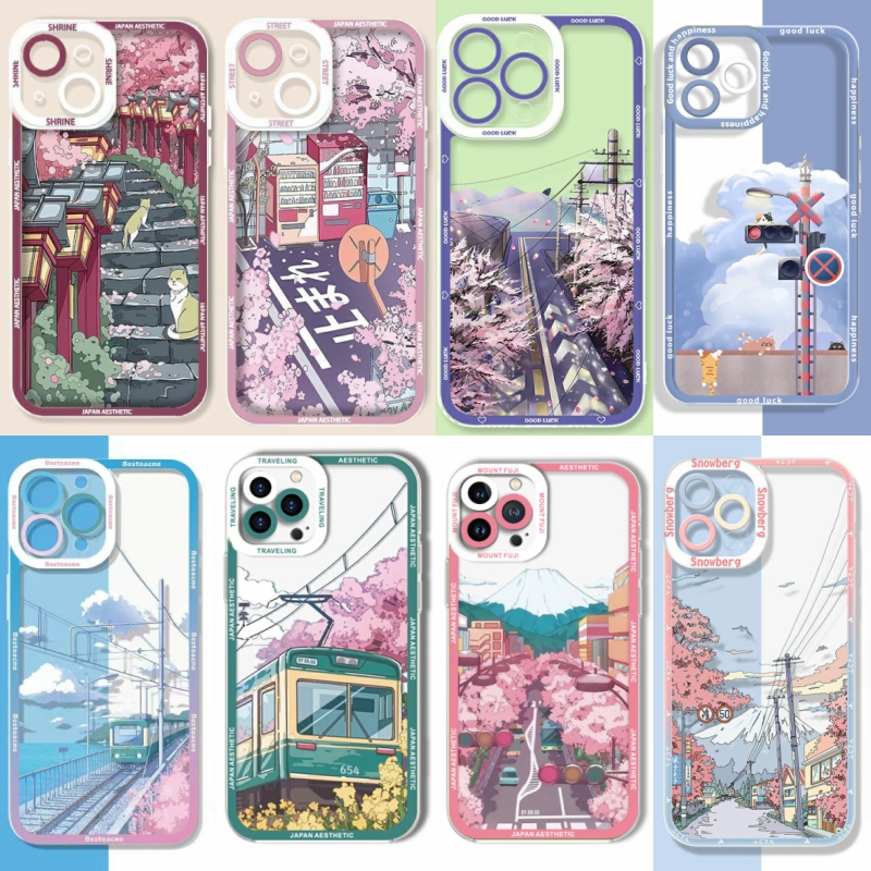 Japanse esthetische Mount Fuji landschap hoesje voor Xiaomi Redmi Note 15 13 14 Pro Plus 5G 4G 12 Pro 12S 15C 14C 13C 12C 10C A5